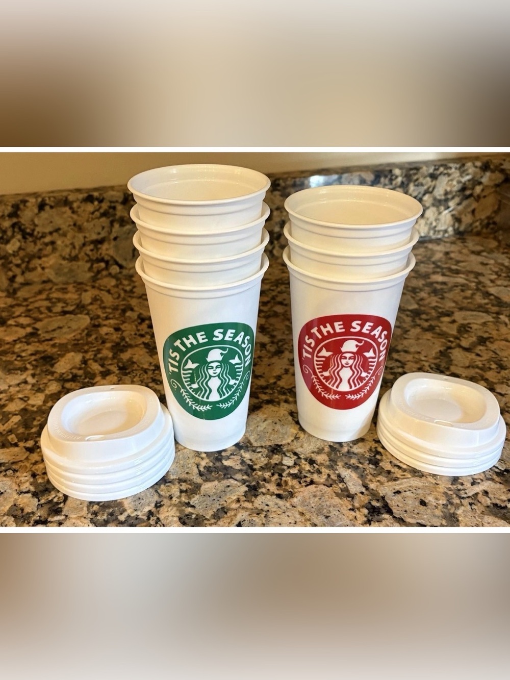 Starbucks Tis The Season 16oz Reusable Hot Cups with Lids, Lot of 7, UNOFFICIAL